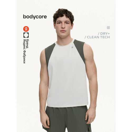 фото Майка спортивная bodycore из быстросохнущей ткани с антибактериальной пропиткой, размер xl, молочный