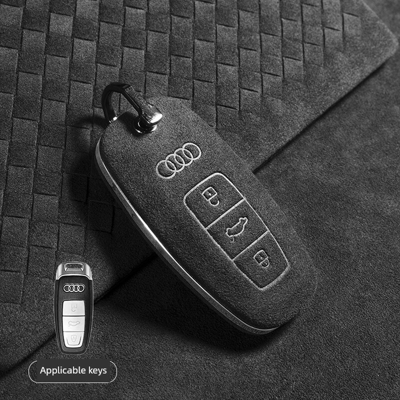 Премиум-чехол для ключа Audi B-стиль с одинарной оболочкой и кулачковым замком в угольно-черном цвете, материал
