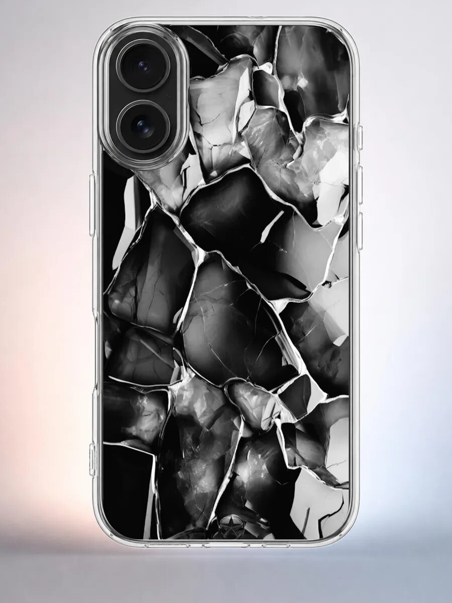 Чехол iPhone 16 трещины силиконовый прозрачный