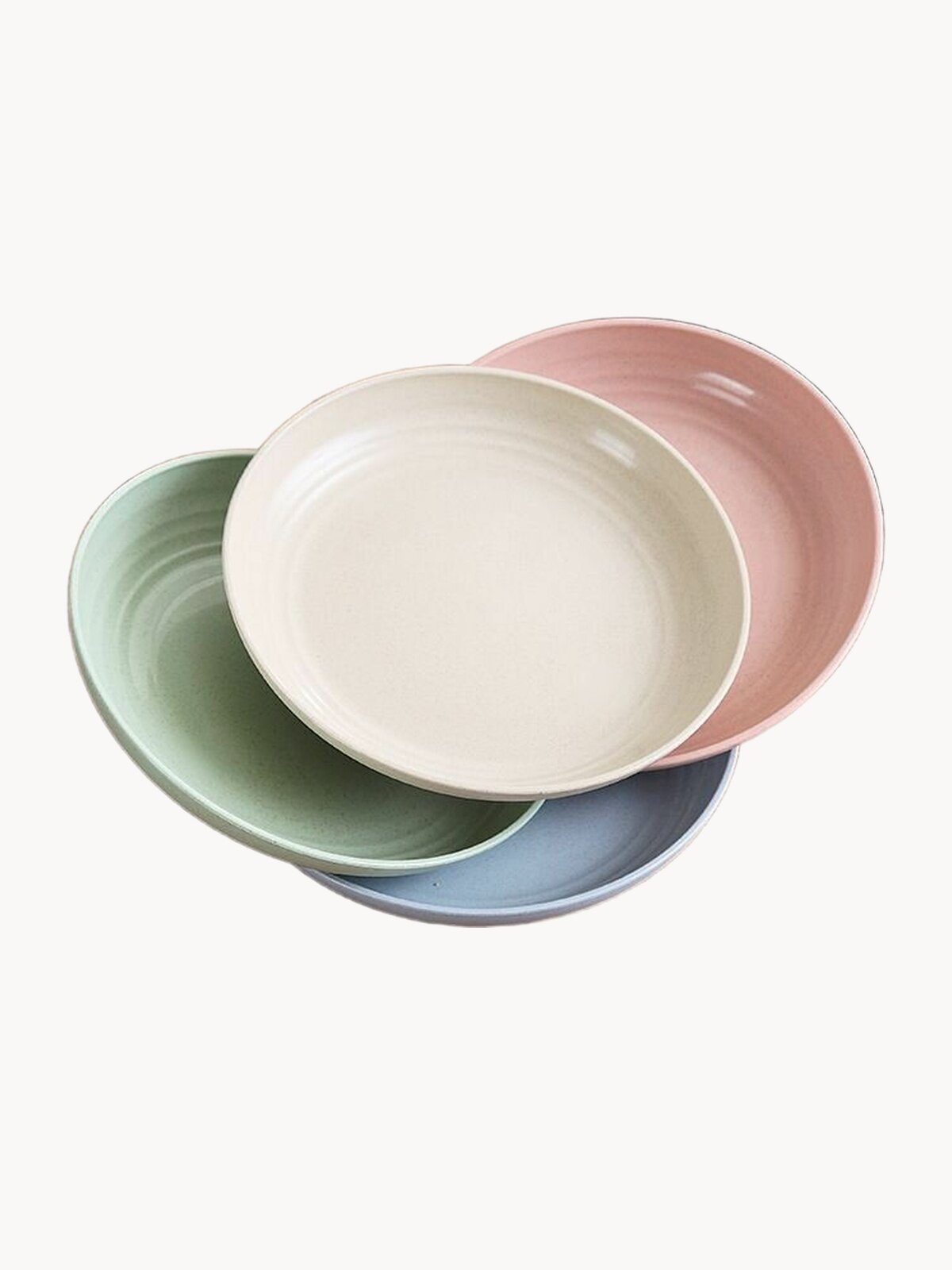 Обеденные тарелки 20 см, набор 4 шт, эко посуда из пшеничной соломы для сервировки стола