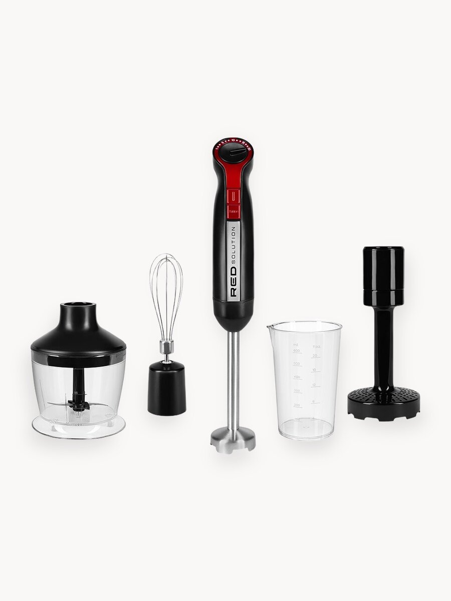 Блендер RED SOLUTION RHB-2971, 1200Вт, защита от перегрузок, 4 в 1, черный/красный