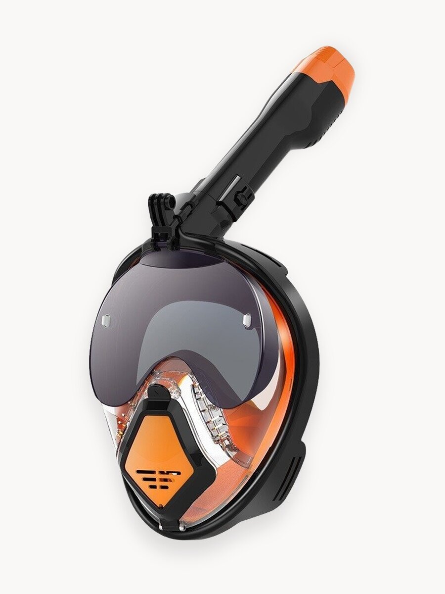 Маска для плавания и снорклинга с солнцезащитными очками М черно-оранжевая