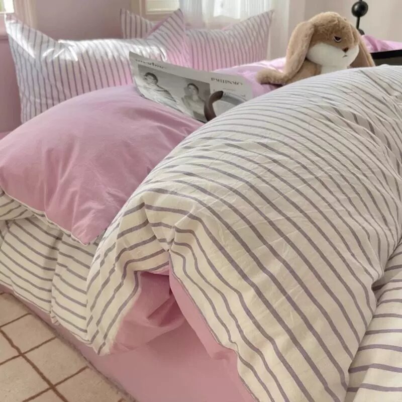 GP HOME простой полосатый комплект постельного белья из 100% хлопка, 150X200x230, комплект из четырех предметов, чехол