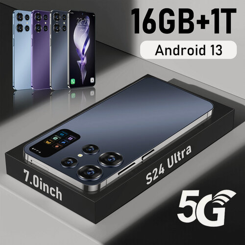 Изображение товара Мобильный телефон S24 Ultra с экраном 7,0 дюймов, на базе Android 13, 16/1Т, цветчерный EU