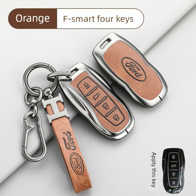 Чехол для ключа Ford для моделей Ford - Умная четырехкнопочная модель F с кожаным ремешком H и кулисным замком в