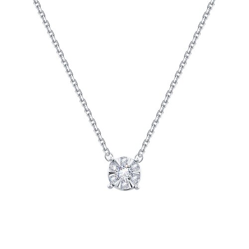 фото Колье diamant online, золото, 585 проба, бриллиант, длина 40 см., прозрачный