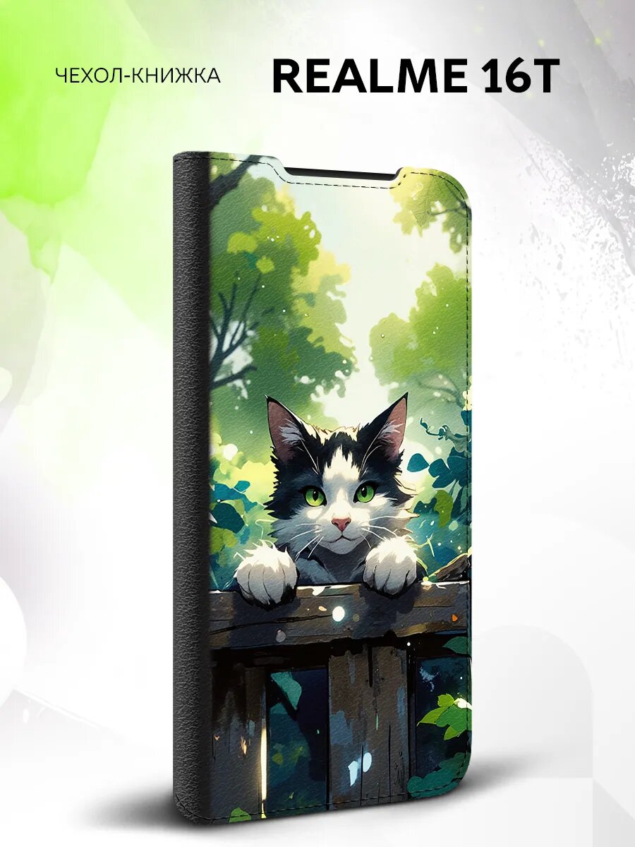 Чехол книжка на Realme 16T, Реалми 16Т, книжка, защитный, с принтом