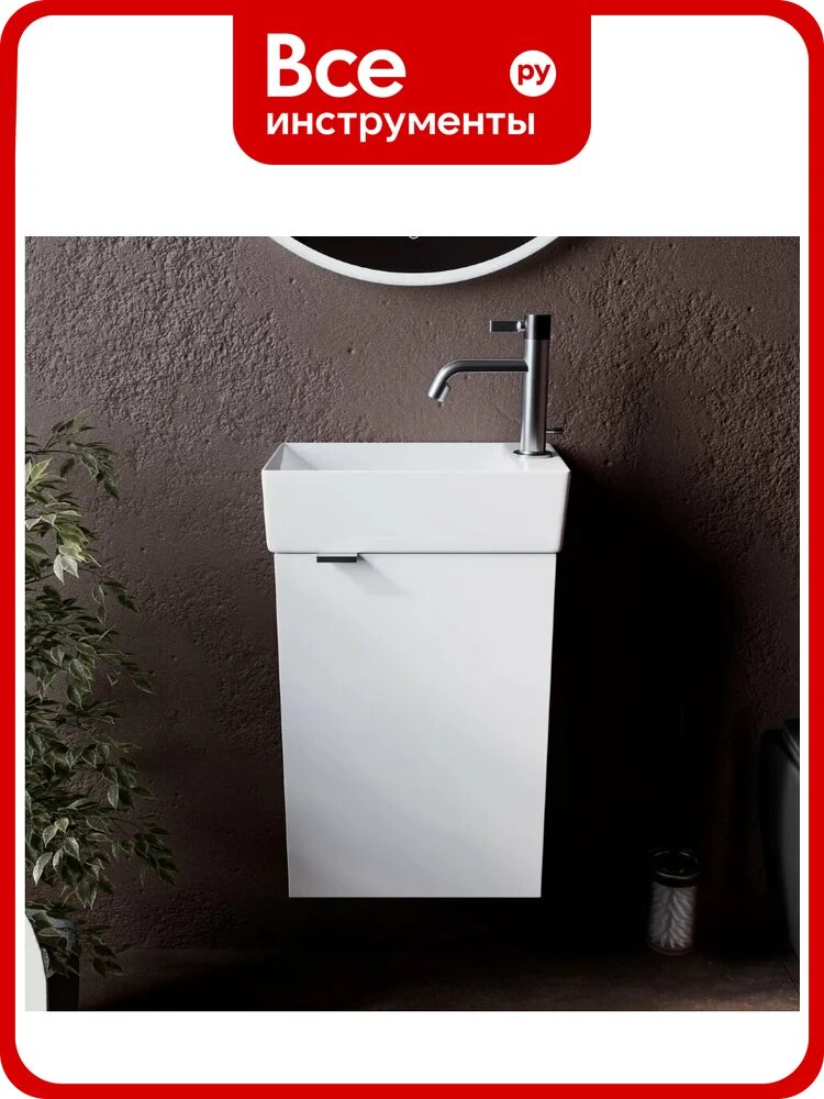 Подвесная тумба Sancos Mini 355x205x500, с распашной дверцей, внутри 1 полка, белый глянец, арт. MN35WR