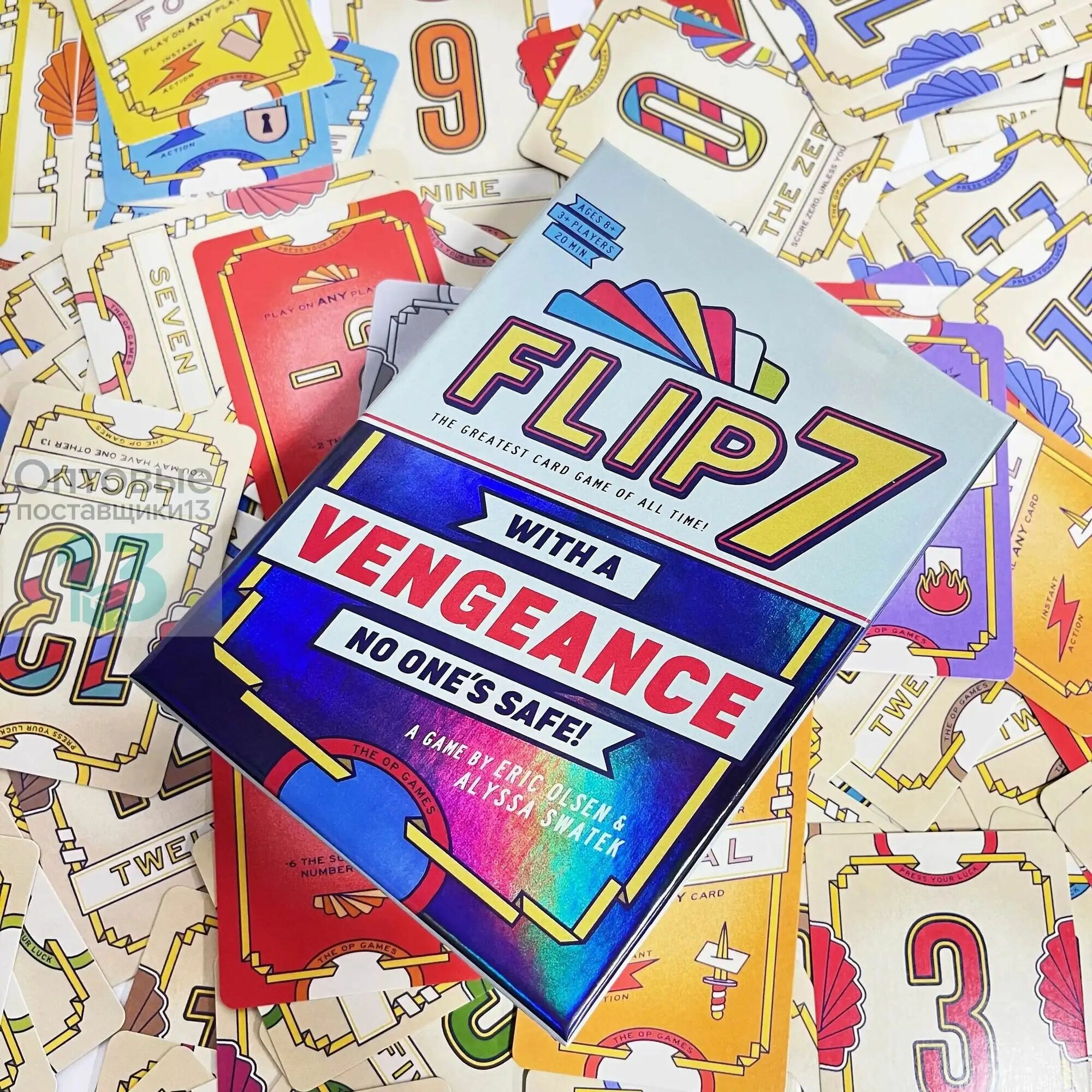 Настольная игра "Flip 7: With A Vengeance". Новейшая версия. Хит для вечеринок. Компактная поездная версия. Подарок на день рождения.