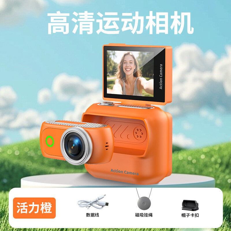 Экшн-камера L018 с магнитным ремешком и креплением, оранжевая, 4K WiFi видеокамера для путешествий, vlog
