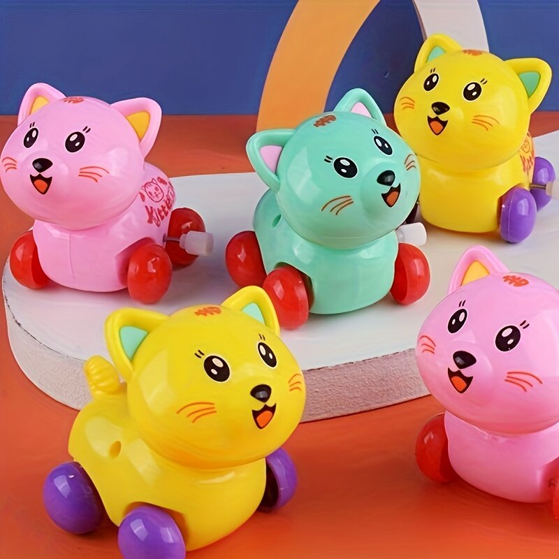 Игрушка с заводным механизмом котёнок, мультяшный дизайн, набор 3 шт. разных цветов, для подарка