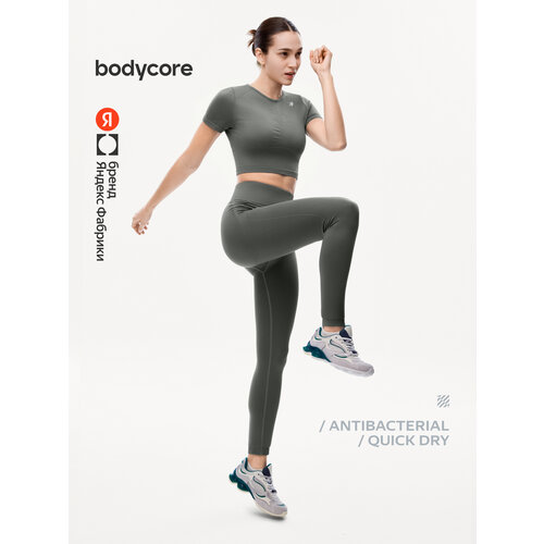 фото Легинсы спортивные bodycore бесшовные, размер l-xl, изумрудный
