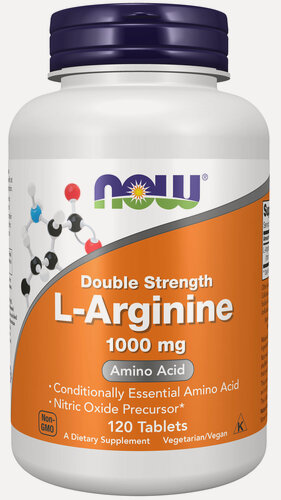 Изображение товара Аргинин NOW L-Arginine, аминокислоты, для мышц, для похудения, 1000мг, 120шт