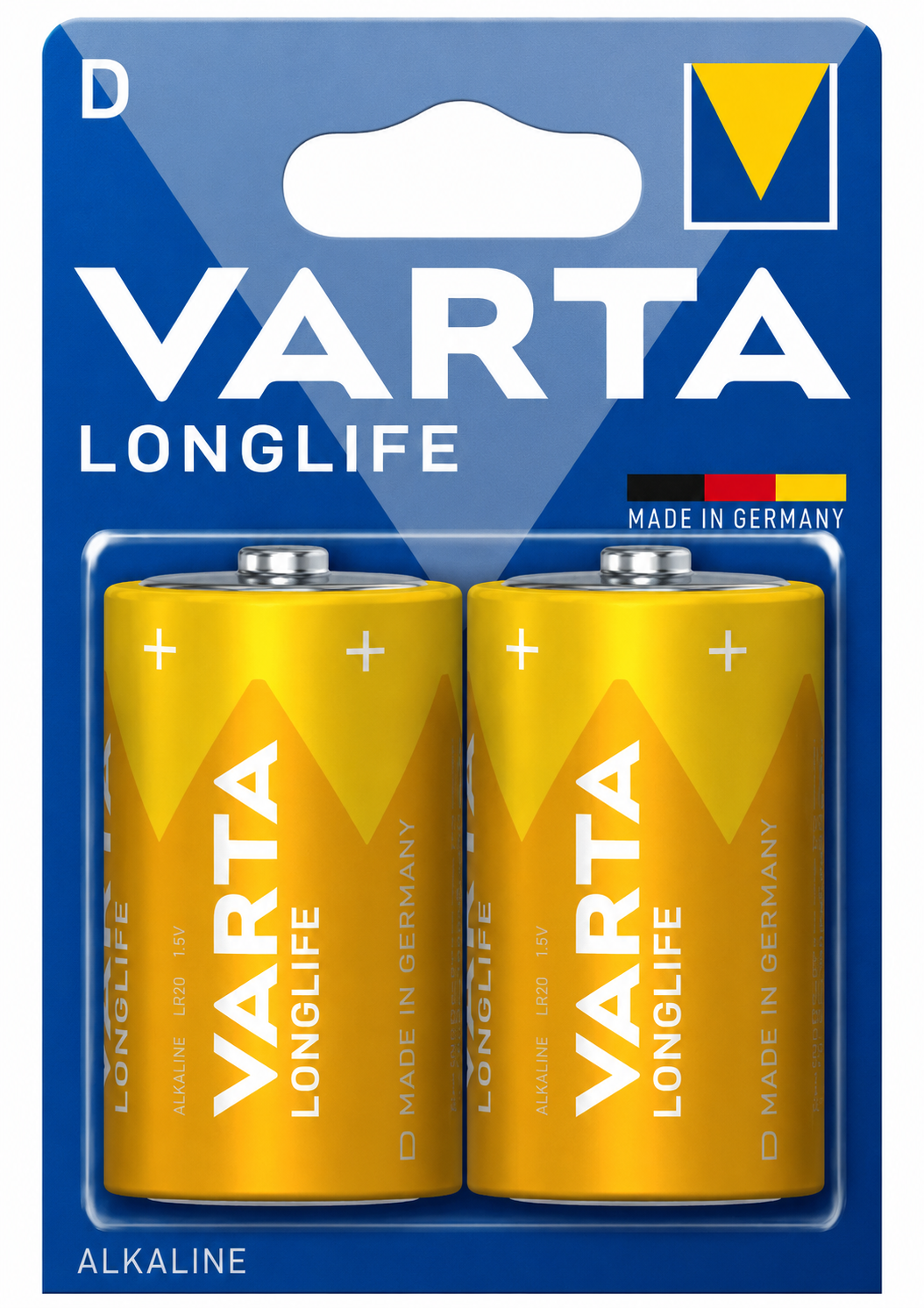 Батарейка VARTA D Longlife (LR20), 2 шт. (2 шт. в одном блистере)