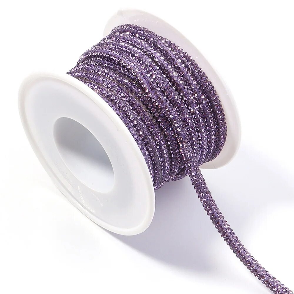 Многоцветная полиэстерная веревка со стразами 4 мм Фиолетовый, Purple