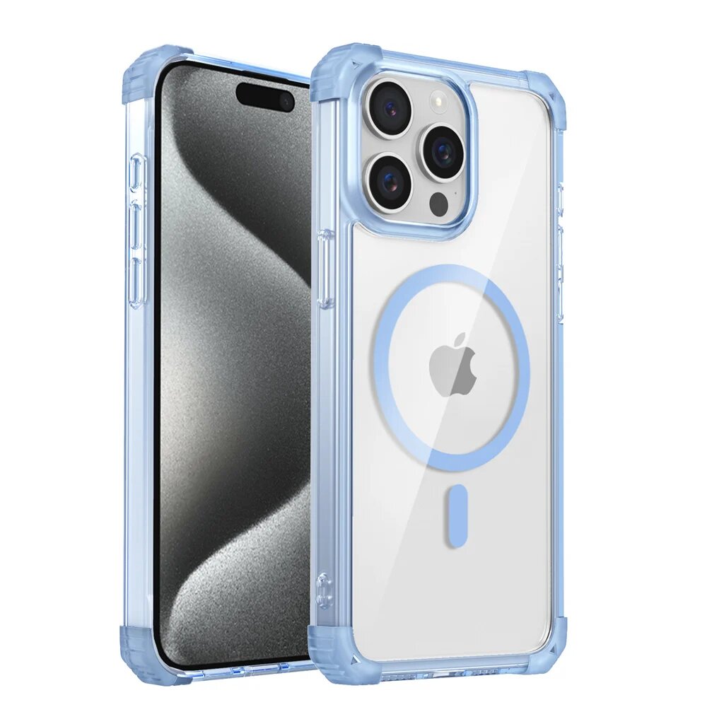 Прозрачный чехол KEYSION MagSafe iPhone 15 Pro Синий