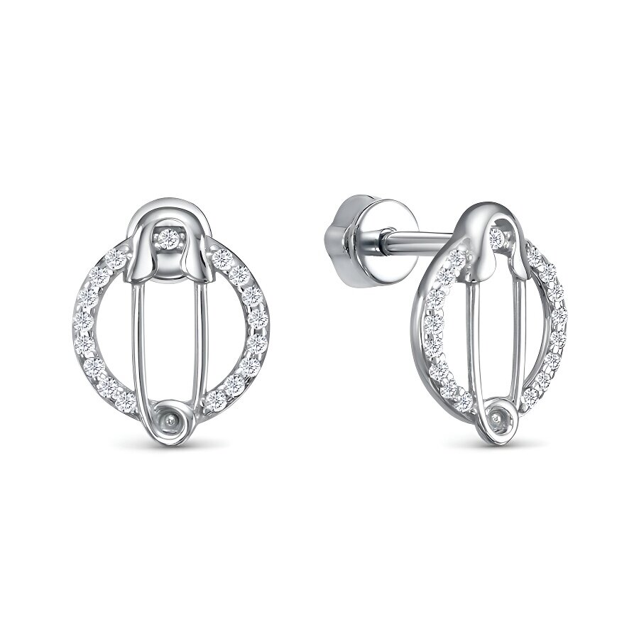 Серьги, серебро, 925 проба, фианит