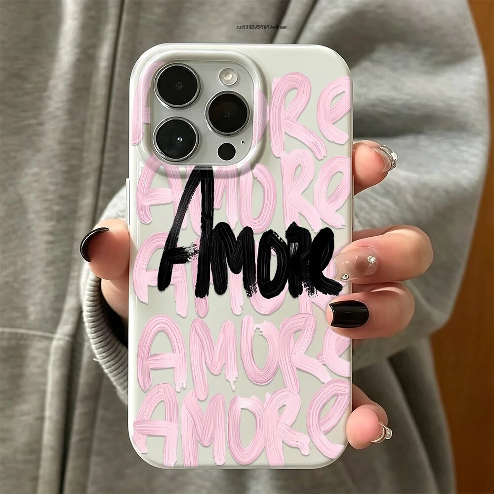 Чехол Amore Graffiti для iPhone 17, 17 Air, 16 Pro, 15 Plus, 16, 12 Pro Max, White, For iphone 12