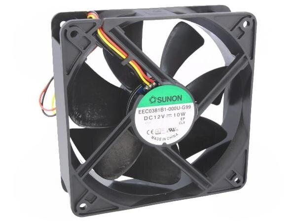 Вентилятор SUNON EEC0381B1-000U-G99 12В DC 120x120x38мм подшипник качения 234,4 куб. м/ч 48 дБА, 1шт