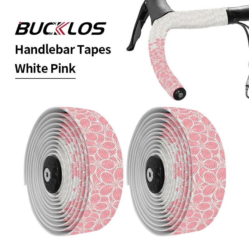 BUCKLOS Велосипедная лента руля пробка черно-розовая Розовый, BAUHINIA-White Pink