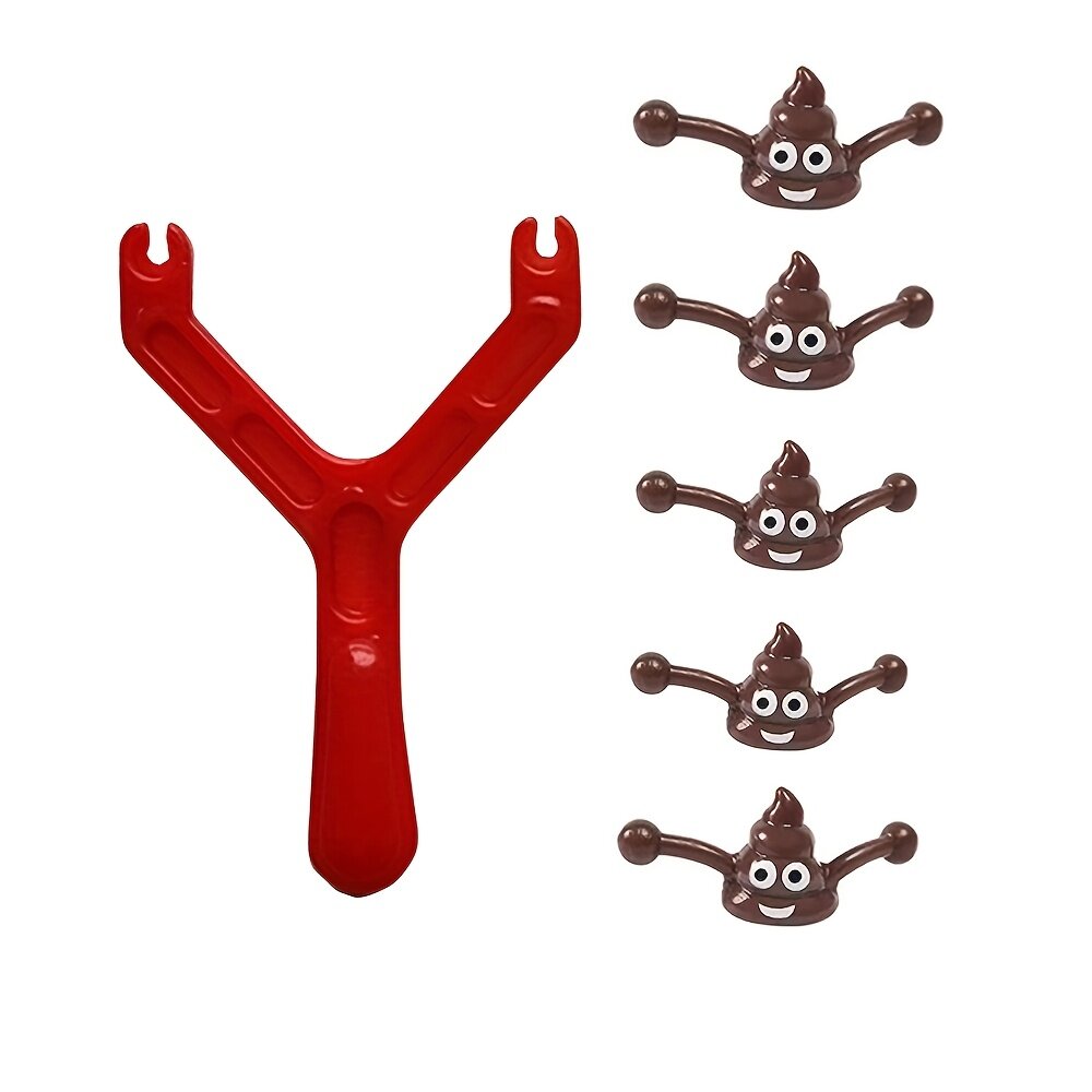 Игрушка-рогатка для запуска фигурок какашек, 6 шт, игрушка для розыгрышей и рождественский подарок