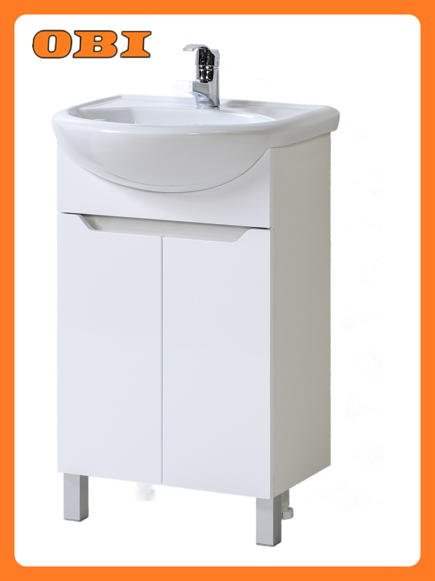 Тумба под раковину Акваль "Верна 55" МДФ белая распашные двери 50x82 см