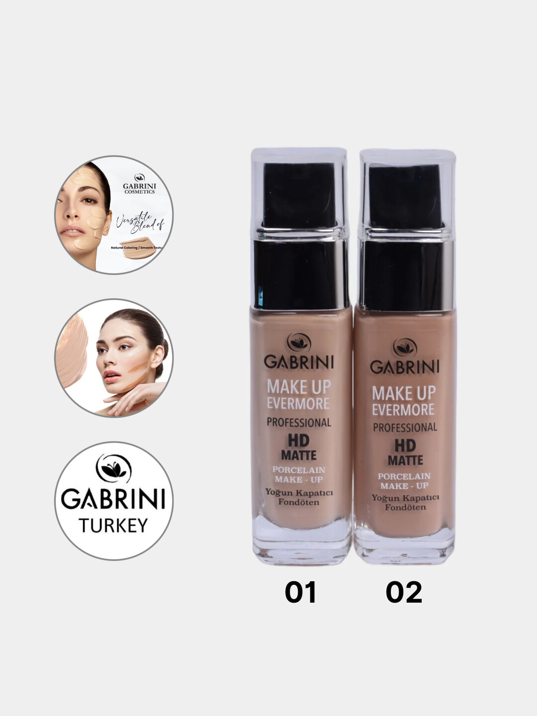 Тональный крем gabrini Turkey, тональный крем HD Matte Make up Evermore, матовый, 30 мл