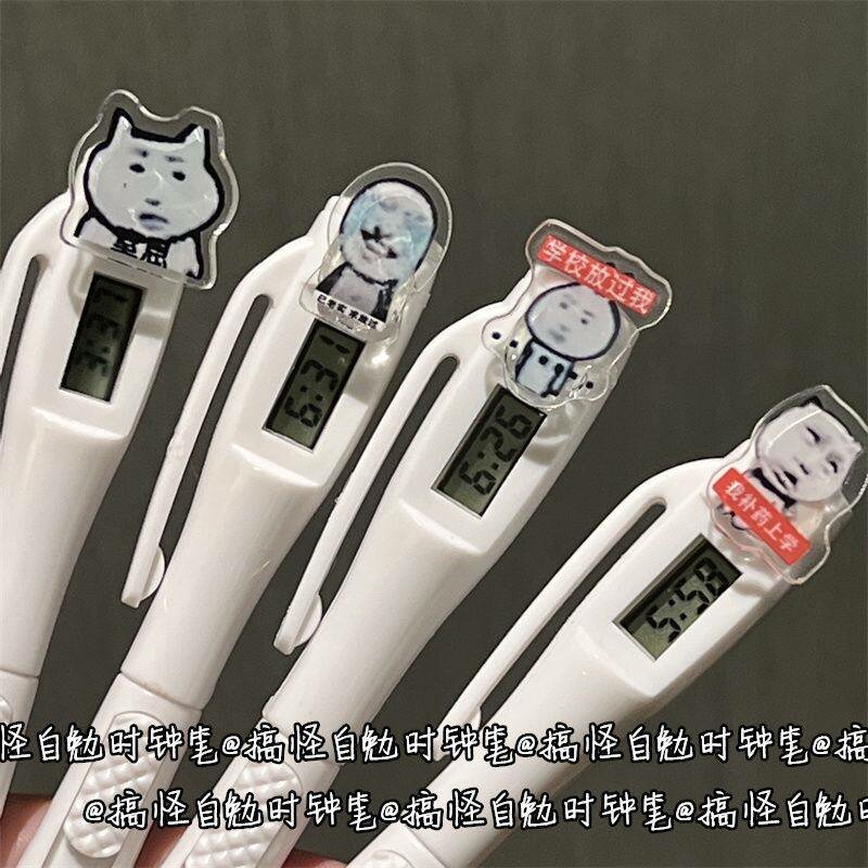 Чёрная ручка с функцией отображения времени. В наборе 5 штук.