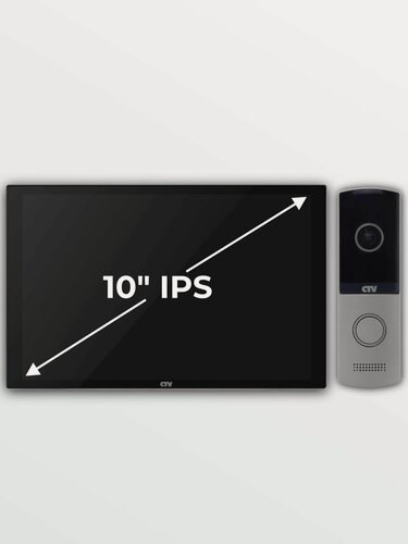Изображение товара Комплект WiFi видеодомофон для квартиры: монитор 10" CTV-M5121 Q (B) + вызывная панель CTV-D4003NG (S), для дома, офиса, Ai-детекция, функция видеорегистратора, подключение к подъездному домофону