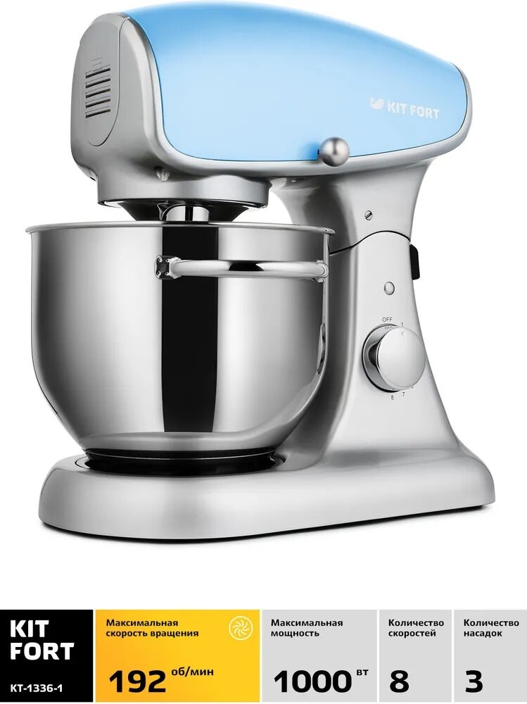 Планетарный миксер Kitfort КТ-1336-1 голубой — фото 1