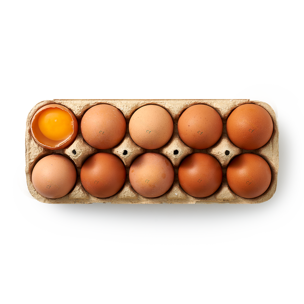 Яйца куриные, первой категории С1, столовое, 10 штук в упаковке — фото 1