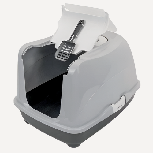 Изображение товара HOMECAT 57 см х 43 см х 38 см туалет для кошек большой закрытый с дверцей серый