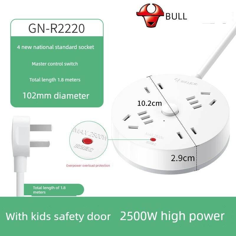 Блок питания Bull 4 розетки 1.8м белый R2220F для спальни розетка удлинитель крепление на стену новый стандарт