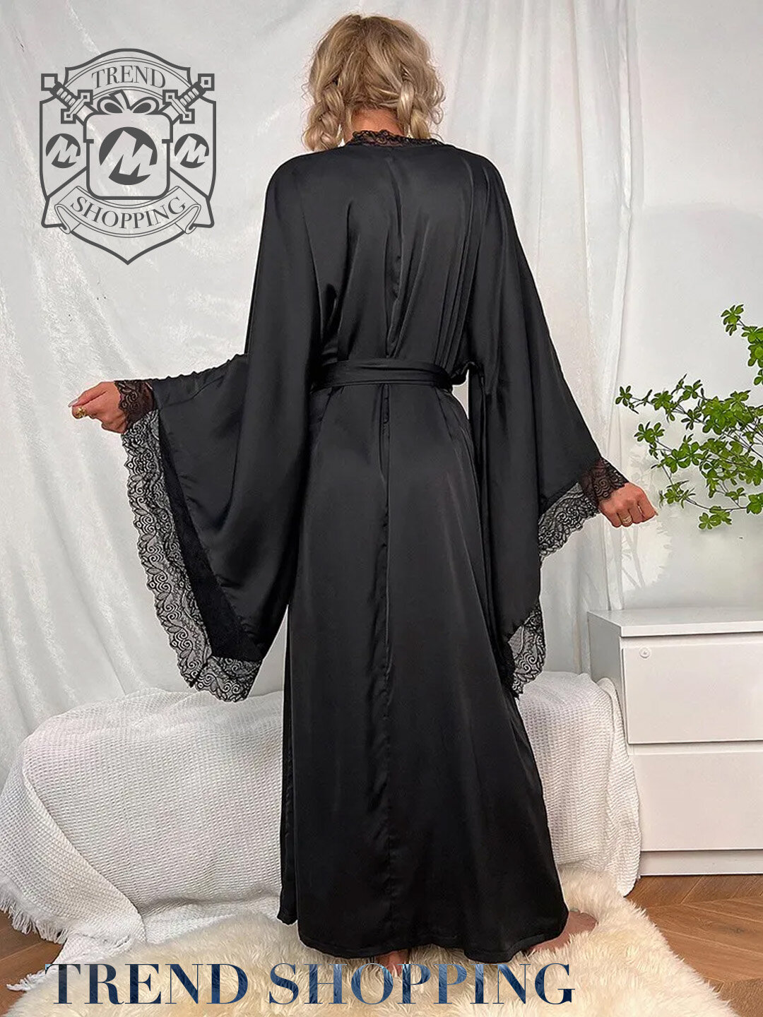 Пеньюар  новинка, размер стандарт, черный 2 — фото 1