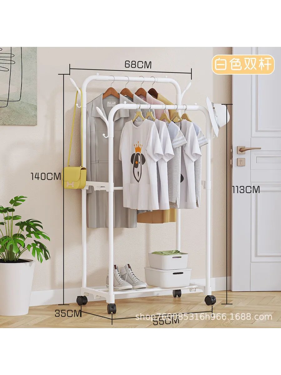 Напольная вешалка для одежды металлическая белая