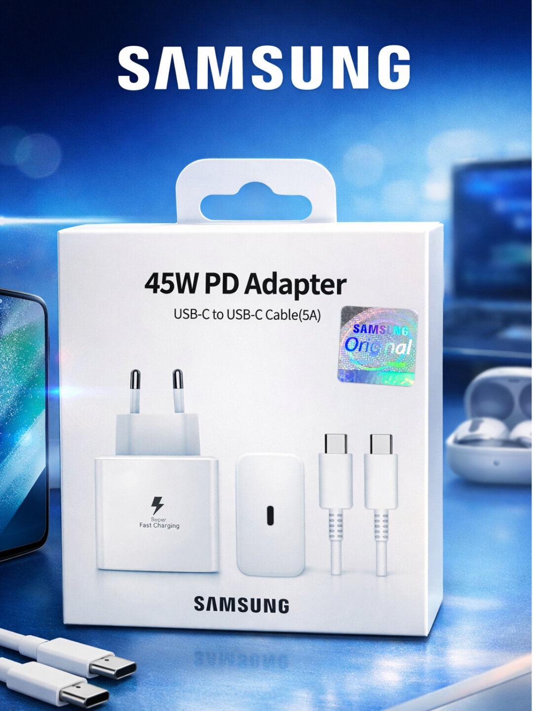 Турбозарядка, для Samsung, Xiaomi, в комплекте с кабелем, 25w, 45w, 65w