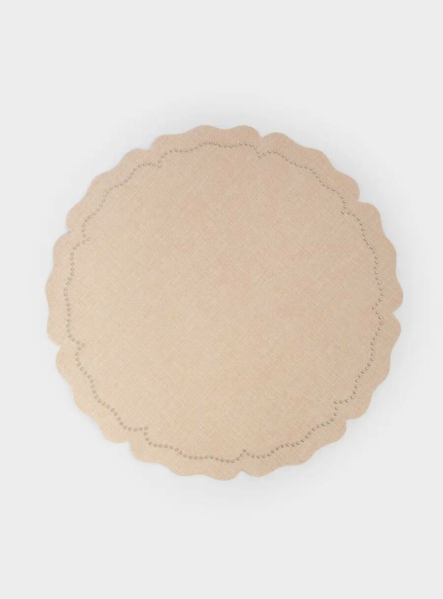 Салфетка под приборы, 38 см, полиэстер/металл, фигурная, молочная, Цветок (Anna Lafarg)