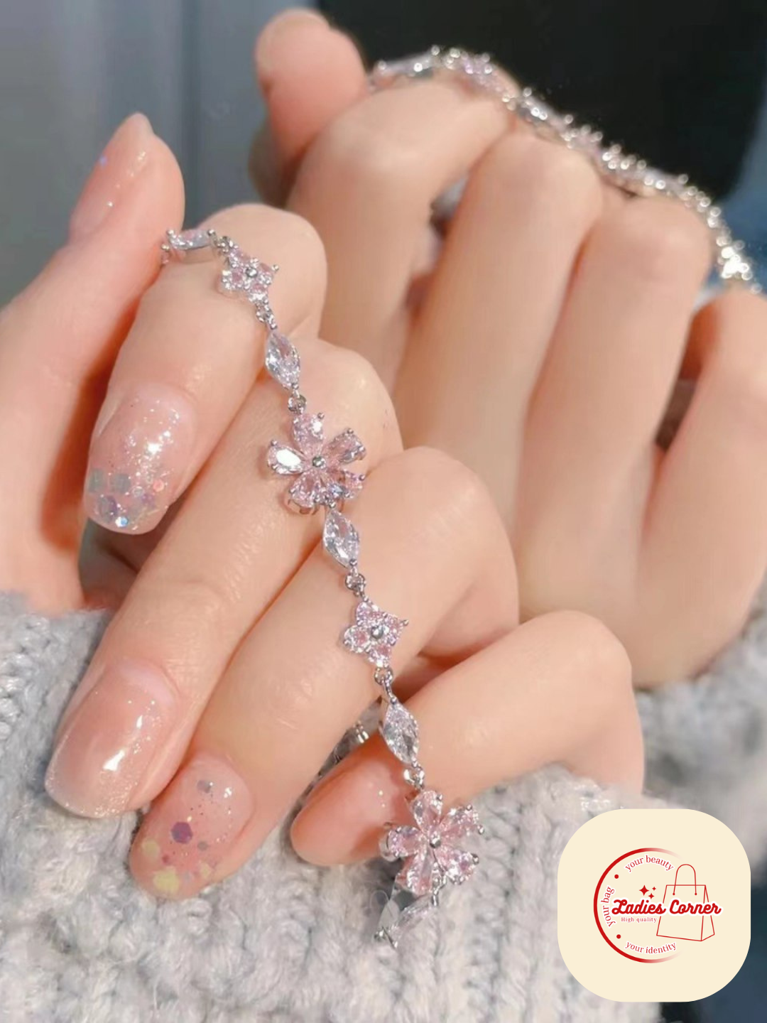 Набор браслетов, металл, размер 19 см, pink — фото 1