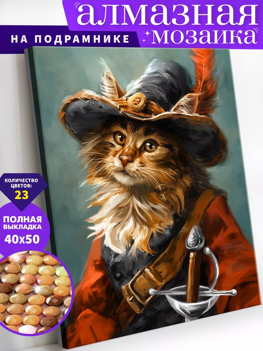 Алмазная мозаика на подрамнике 40х50 см "Мушкетёр"