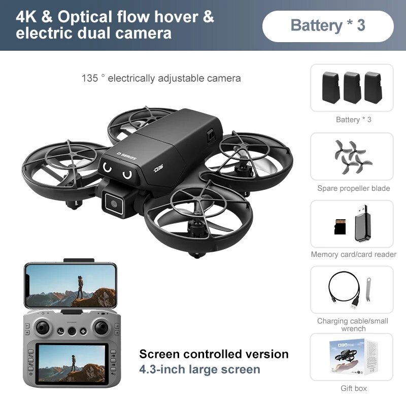 GUANTU D36 4K Дрон Black-3Battery