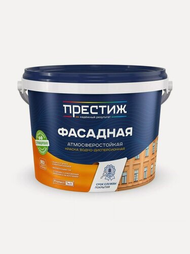 Изображение товара Краска фасадная акриловая Престиж F20 ВД-АК-101, водно-дисперсионная, матовая, супербелая, 2.7 кг для наружных и внутренних работ