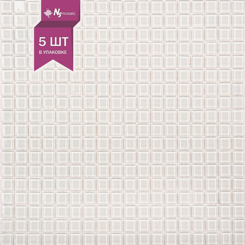 Изображение товара Мозаика стеклянная NSmosaic JP-405(M), белая глянцевая, 305х305 мм, чип 15х15 мм, упаковка 5шт