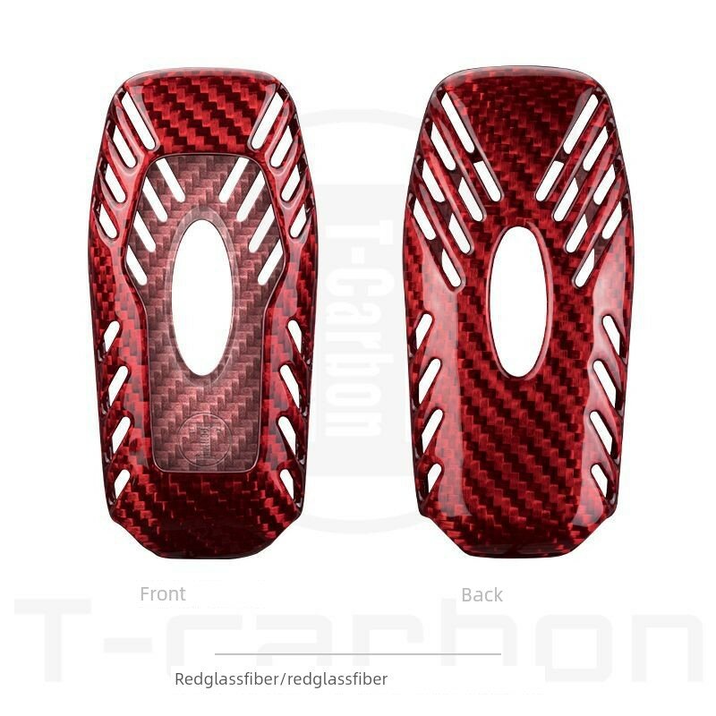 Карбоновая чехол для ключей Ford Mustang, Explorer, Mondeo, Edge и Mach-E, красный с вентиляционным дизайном,