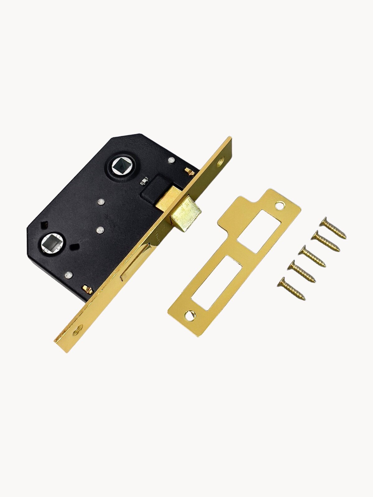 Замок врезной сантехнический Золото для межкомнатных дверей под ручку на планке с фиксатором