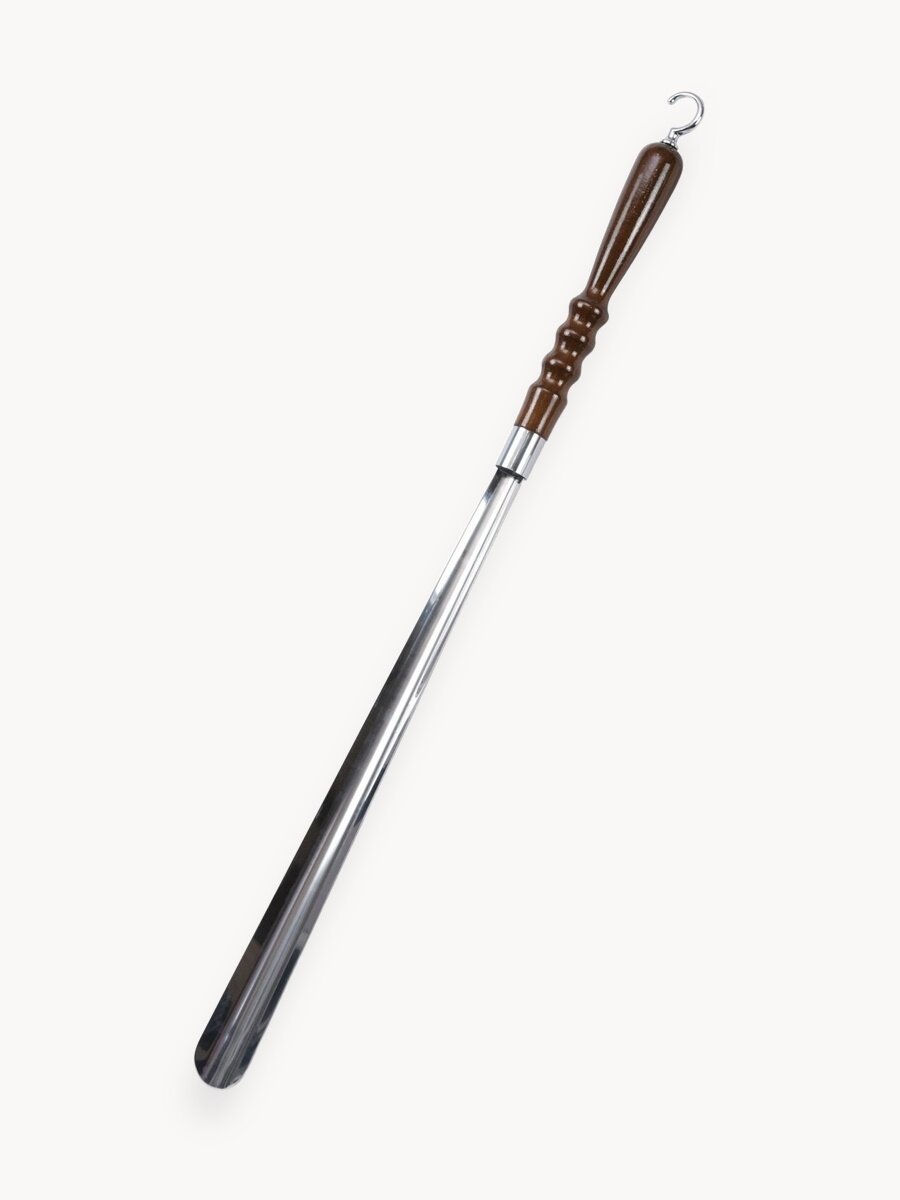 Рожок для обуви обувная ложка с деревянной ручкой, коричневый 73 см