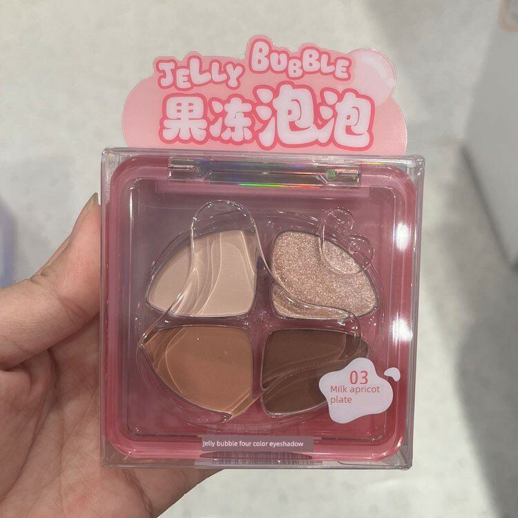 MINISO Fruit Bubble Четырехцветная Молочный Абрикос Теневая Палетка для Теплых Оттенков, Гладкая и Без Помарок