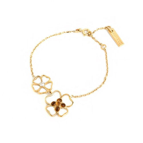 Браслет-цепочка NINA RICCI, стекло, 1 шт., размер 19 см, размер M, золотистый
