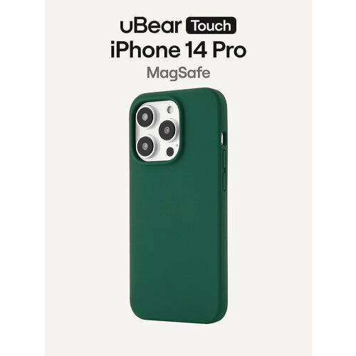 фото Чехол защитный ubear touch mag case для iphone 14 pro, magsafe совместимый, силикон, софт-тач, зелёный