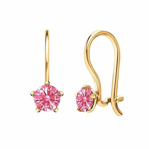 фото Серьги diamant online, красное золото, 585 проба, фианит, длина 1.3 см, , розовый