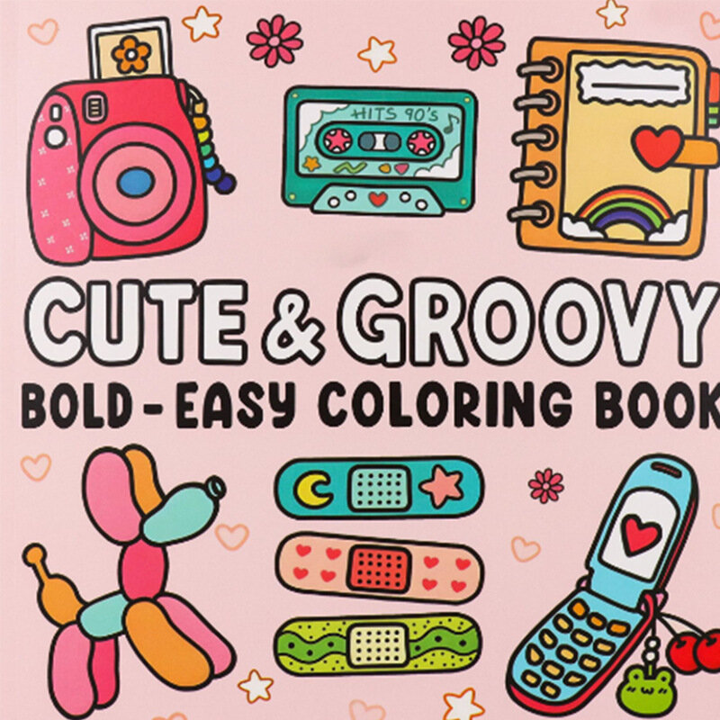 Книга-раскраска для взрослых и подростков Cute and Groovy, Милые животные, Легко рисовать, Рисование и рисование,